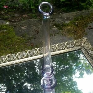 Vintage Clear Purple Tiny Small Footed Flute Bud Flower Vase Mid Century Decor